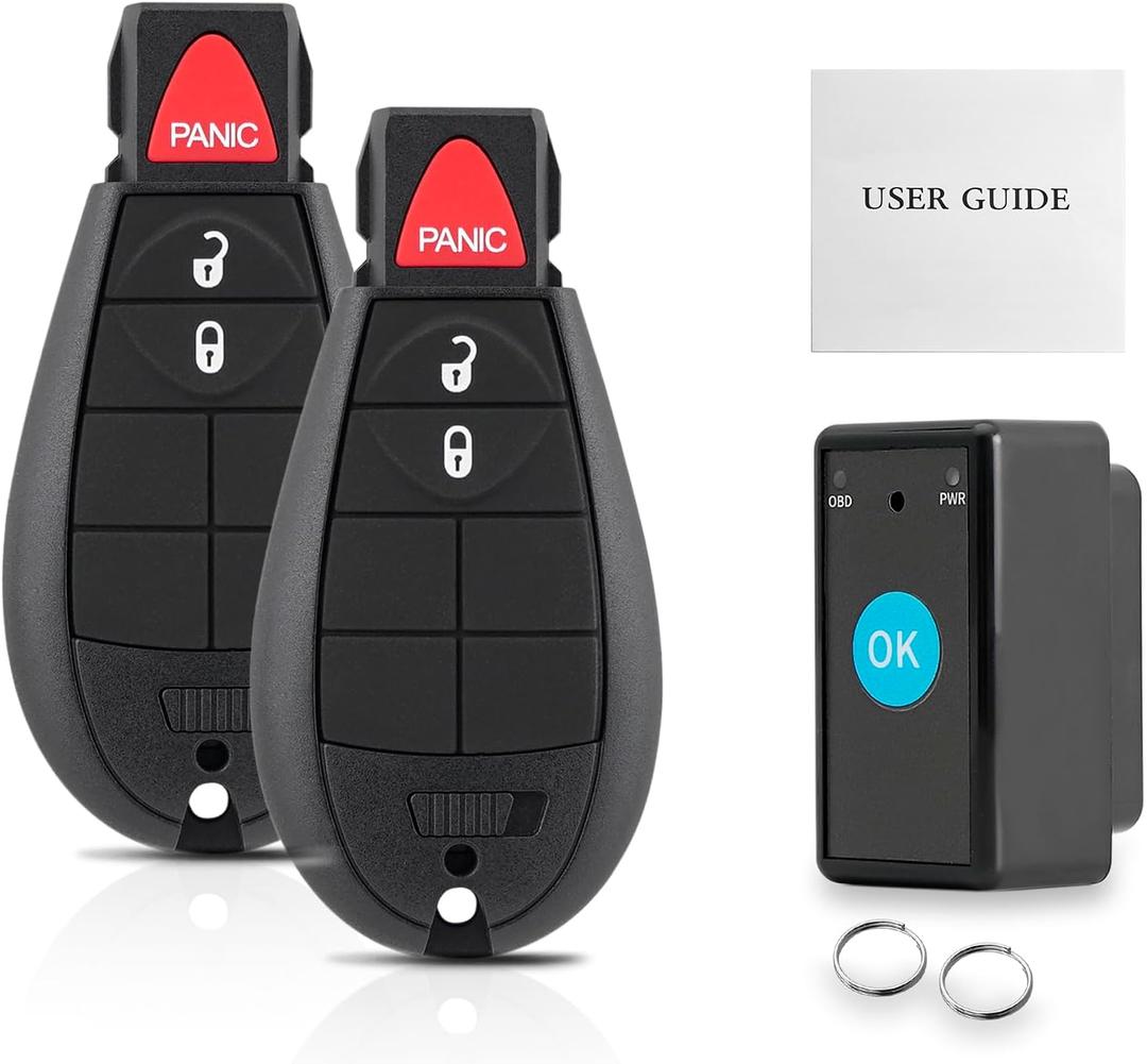 2PC Simple OBD and Remote Key Fob Replacement for Dodge Ram 1500 3500 2013 2014 2015 2016 2017 GQ4-53T with DIY Instructions Kit