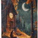 Forest Cabin and Fox Theme Blanket Gifts for Women Girls, Soft Warm Lightweight Flannel Throw Blankets for Living Room Home Sofa Travel Decor 50" x 60"