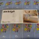 Society6 Bright Posies & Stripe Percale Cotton Sheet Set, Queen