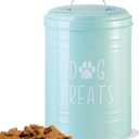 Dog Treat Container Airtight, Dog Treat Jar with Lid - 9x5.5'' Metal Dog Cookie Jar for Farmhouse Kitchen Counter, Green Pet Treat Container, Dog Treat Storage Container for Dogs, Cats