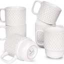 Bosmarlin Large Ceramic Stackable Coffee Mugs Set of 6, 17 Oz, Dishwasher and Microwave Safe (White, 17 Oz)