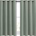 NICETOWN Blackout Sage Green Curtains for Cafe 45 inch Length - Grommet Room Darkening Sound Reducing Solid Curtains and Drapes for Small Windows, W52 x L45, 2 Panels