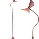 Fiqevs Modern Floor Lamp for Living Room with 6W LED Bulb, Metal Lampshade, Foot Switch, Industrial Tall Reading Lamp for Bedroom, Office, Nursery Room, Corner (Pink)