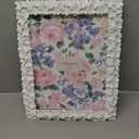 Laura Ashley 8x10 Powder Blue Flower Textured Hand-Crafted Resin Picture Frame w/Easel & Hook for Tabletop & Wall Display, Decorative Floral Design Home Dcor, Photo Gallery, Art (8x10, Powder Blue)