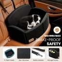 Dog Car Seat for Medium/Large Dogs, Memory Foam Dog Booster Seat with Thick Cushion up to 55 lbs or 2 Small Dogs, Travel Pet Car Seat with Detachable Washable Cover, 2 Safety Leashes (Black/Black)