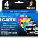 LC401XL LC401 MFC-J1010DW Ink Cartridges for Brother Printer LC 401XL 401 XL Ink Cartridge Compatible for MFC J1010DW MFC-J1170DW MFC-J1800DW MFC-J1012DW Series Printer (4-Pack High Yield, Upgraded)