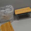 6 Pack Clear Storage Bins with Bamboo Lids, Stackable Organization and Storage Containers with Handle for Pantry, Cabinet, Closet, Fridge, Bathroom, Organizer Bins for Home & Kitchen