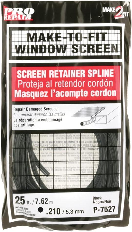 Prime-Line P 7527 Screen Retainer Spline, 0.210 In., 25 foot, Black (1 Roll)