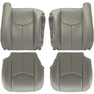 GXARTS Driver and Passenger Side Bottom Replacement Seat Cover and Top Lean Back Seat Cover Light Gray 922 or 92i Fit for Chevy GMC Tahoe Suburban Avalanche Yukon Silverado Sierra 2003 2004 2005 2006