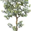 Artificial Eucalyptus Plant 5ft, Fake Tree with Basket, Faux Eucalyptus Plants with White Silver Dollar Leaves, Faux Floor Trees for Home Office Decor Indoor Outdoor