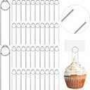 Shimeyao 100 Pcs 5 Inch Floral Card Holder Picks Stainless Steel Pin Sign Holder Pin Wire Card Picture Cake Photo Memo Note Holders Centerpieces for Meat Food DIY Craft Party Accessories Decoration