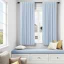 Baby Blue Curtains for Bedroom 45 Inch Length 2 Panel Linen Blackout Short Curtains for Nursery Boy Girls Bathroom Kitchen Light Bluey Unisex Black Out Drapes for Living Room Heat Cold Light Blocking