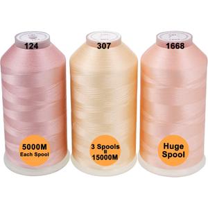 New brothreads - 40 Options- Various Assorted Color Packs of Polyester Embroidery Machine Thread Huge Spool 5000M for All Embroidery Machines -Flesh Colors