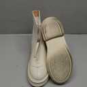 Coutgo Womens Front Zip Ankle Boots Comfortable Platform Flat Chunky Heel Booties Round Toe Casual Winter Snow Boots (9, Beige)