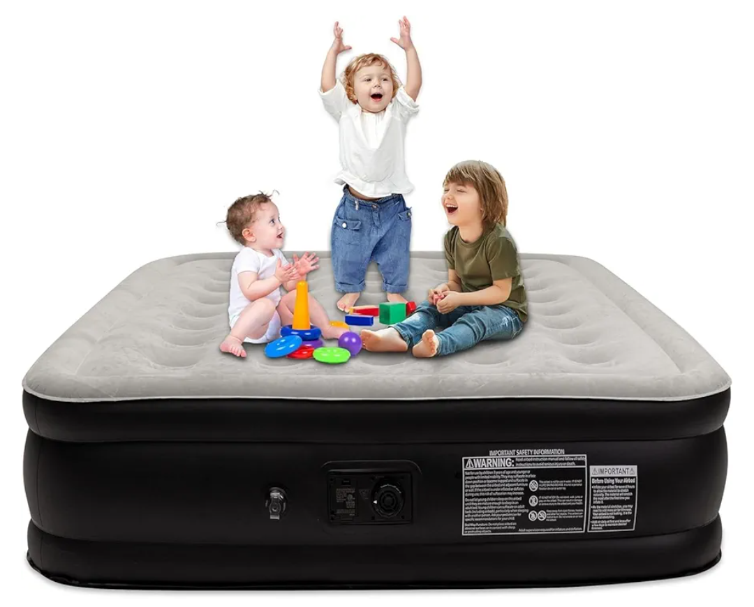 Air Mattress 16" Air Bed Queen with Built in Pump, Foldable Portable Queen Inflatable Mattress, 660 lbs Weight Capacity Blow Up Air-Mattress Suitable for Guests, Indoors and Camping