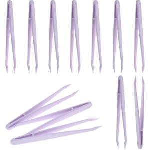 6 x 12PCS 11.5cm Straight Purple Plastic Tweezers DIY Jewelry Making Crafts Beads Tweezers for Picking and Placing Beads Craft Supplies