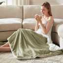 Electric Heating Blanket Throw Size, Waffle Heated Blanket Soft and Cozy, 6 Heating Levels & 4 Hours Auto-Off, 50" x 60" Sage Green