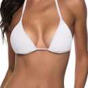 Suvimuga Women's Triangle Bikini Top Push up Padded Halter String Bathing Suits Top, Size S