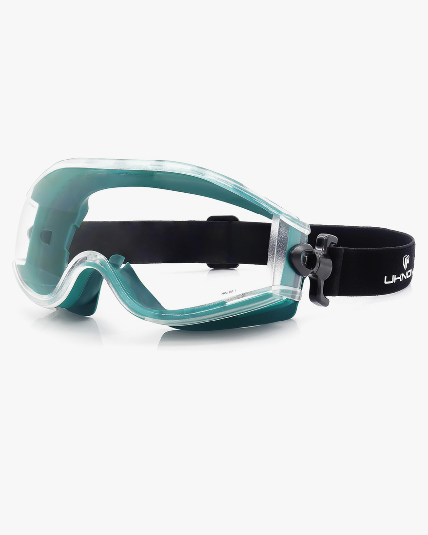 UKNOW Safety Goggles Over Glasses - Anti-Fog Clear Lens - ANSI Z87.1 Certified Eye Protection for Lab Work, Industrial Use