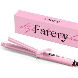 Long Barrel Curling Iron 1 Inch, Extra Long Curling Iron for Thin Hair, Infused Argan Oil & Keratin, 11 Adjustable Temp, Include Clips & Silicone Pad, Pink