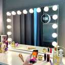 Kottova Vanity Mirror with Lights,27.5 x21.6'' Large Makeup Mirror, 3 Color Modes,Touch Control, USB Charger Port, Hollywood Lighted Mirror with 18 Dimmable LED,Metal Frame,Plug in