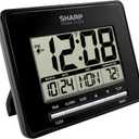 Sharp Atomic Desktop Clock  Auto Set Digital Alarm Clock - Atomic Accuracy - Easy to Read Screen with Time/Date/Temperature Display- Perfect for Nightstand or Desk