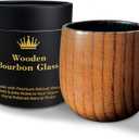 Genuine Charred Wooden Bourbon Glass | Old Fashioned Wood Drinking Cup for Whiskey, Bourbon, Scotch, Brown Liquor | Bourbon Whiskey Gifts for Men, Husband, Dad, Brother | Premium Hand-Polished