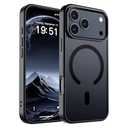 SUPFINE Magnetic for iPhone 17 Pro Case (Compatible with MagSafe)(Military Grade Drop Protection) Translucent Matte Shockproof with Anti-Fingerprint Phone Cover,Black