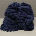 Exclusivo Mezcla Fleece Throw Blanket for Couch, Super Soft Striped Jacquard Bed Blanket, Lightweight Fuzzy Cozy for All Seasons, 50x60 Inches, Navy Blue