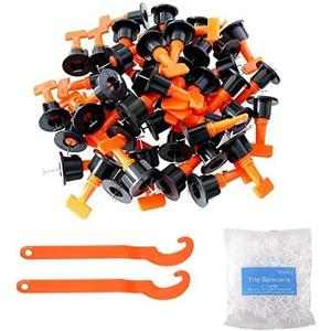 Tile Leveling System Kits with 100pcs Tile Leveler Spacers, 500PCS Tile Spacer and 2 Wrenches, Reusable Spacer Flooring Level Tile levellers Set System Construction for Builing Walls & Floors