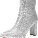 DREAM PAIRS Women's Chunky Heel Ankle Booties Pointed Toe Short Boots (8)