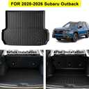 Cargo Mat for 2020-2025 2026 Subaru Outback & Backrest Mat,TPE All Weather Protection Trunk Mat Covering The Backrest Mat with Velcro Fastener Accessories,Black