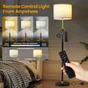 Floor Lamp for Living Room and Bedroom - 55"- 67" Height Adjustable Standing Lamp with 3 Color Dimmable 12W LED Bulb and Remote - Tall Stand Light with Shade for Corner Lighting ( Black & Gold )
