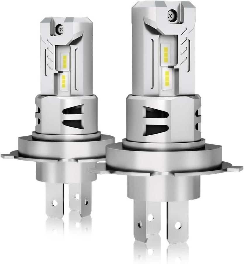 H4 Bulb, 1:1 Real Size 40000LM H4/9003/HB2 Light Bulbs, 1000% Super Bright 6500K Cool White with Fan, Fog Lights Bulb, Pack of 2