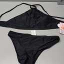 beautyin Women Black Halter High Neck Bikini Set Swimsuit Cross Back Swimwear Small