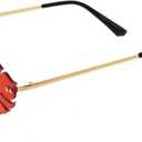 zeroUV Tropical Palm Leaf Shape Cut-Out Rimless Color Tinted Leaves Sunglasses (Gold / Red)
