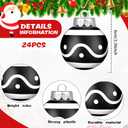 Chuangdi 24 Pcs Christmas Ball Ornaments for Tree Black and White Tree Decorations Modern Striped Swirl Polka Dots Hanging Ball 2.36'' Plastic Balls for Holiday Hanging Decor (Mixed Print)