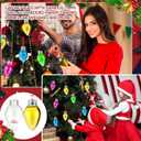 Baquler 30 Pcs Christmas Fillable Light Bulb Hanging Ornament Plastic Fillable Christmas Tree Ornaments Clear with Screw Off Cap and Rope Xmas Sticker for Holiday Party Decor Indoor Outdoor