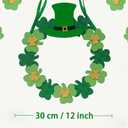 12 Inch St Patricks Day Shamrock Wood Hanging Welcome Sign Wreath for Front Door, Saint Patricks Lucky Shamrock Wood Sign with Gold Glitter and Plaid for Indoor Outdoor