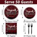 gisgfim 50 Guests Graduation Party Plates Napkins Maroon 2026 Congrats Grad Tableware Set Class of 2026 Party Supplies Disposable Plates Napkins Forks for Grad Party Decorations