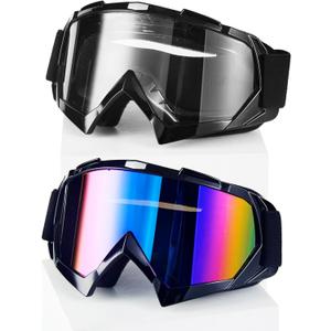 2Pcs Dirt Bike Goggles Motocross Motorcycle ATV Riding Dustproof Windproof Off Road Racing MX Four Wheeler Goggles (Colorful, Clear)