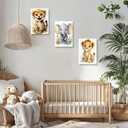3Pcs Safari Animals Nursery Canvas Wall Art Jungle Animals Cheetah Elephant lion Posters Print Kids Room Watercolor Pictures Wall Decor for Boy Girl and Baby Room wall decoration 16x24in Canvas