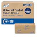 Scott Professional Universal Multifold Paper Towels, Bulk (01840), Absorbency Pockets, 9.2" x 9.4" sheets, Standard Tier, Compressed, White (250 Sheets/ Pack, 16 Packs/ Case, 4, 000 Sheets/ Case)