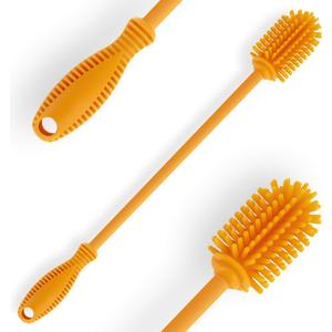 Silicone Bottle Cleaning Brush with Long Handle,12.5" Water Bottle Cleaner for Baby Bottles, Hydro Flask, Sports Bottle, Vase, Glassware, Perfect for Smaller Diameter Bottle Openings (One Pack)