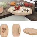 Kitchen Counter Bamboo Wood Corner Cutting Board, Space Saving Countertop Chopping Board with Juice Groove, 15.74"L x 11.02"W x 1.37"Th