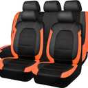 CAR PASS Leather Seat Covers, Breathable Universal Car Seat Cover for Cute Women Girly,5mm Composite Sponge Inside,Airbag Compatible Fits Most Auto,SUVs,Trucks,Vans(Pack of 3, Black&Orange) 