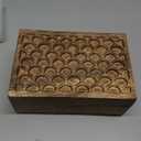 Carved Scallop Mango Wood Box with Lid - Medium Burnt Large Wooden Box - Handmade Decorative Box with Lid for Use As Memory Box, Keepsake Box, Photo Storage Box, and more - 9 x 6 x 3.5