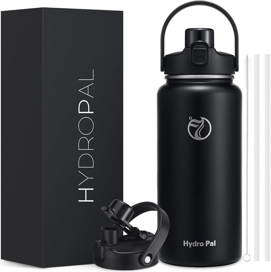 Half Gallon Insulated Water Bottle with 2-in-1 Chug/Straw Lid, 40/64oz Double Walled Vacuum Stainless Steel Water Jug