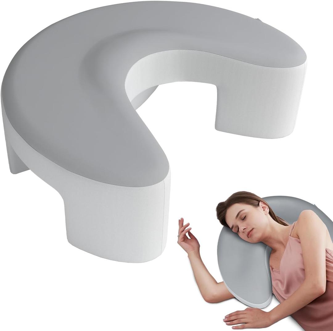 Side Sleeper Pillow for Adults, Side Sleeper Pillow with Arm Holes -arm Pillow, 2Pcs Pillowcase, Ergonomic Memory Foam Pillow for Cervical, Neck, Shoulder & Rotator Cuff Pain Relief