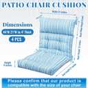 Sintuff 4 Pcs 44 x 21 x 4 Patio Chair Cushions Outdoor Chair Cushion Seat/Back Tufted Pillow with Ties Water Resistant Replacement Indoor Patio Furniture Outdoor Furniture (Stripe,Blue Stripes)